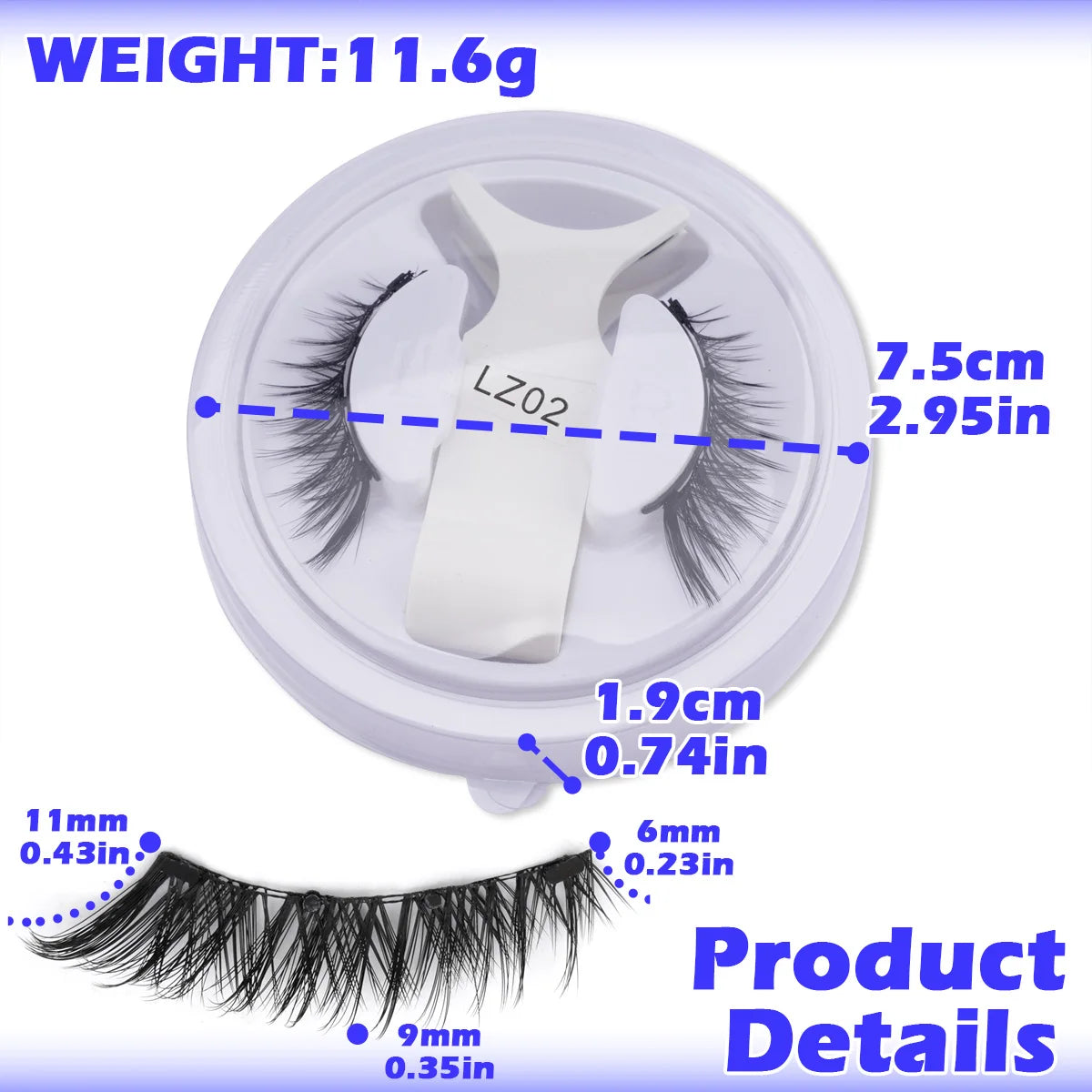 Ensemble de faux cils magnétiques faits à la main en fausse fourrure de vison doux et réutilisables avec pince à épiler magnétique.